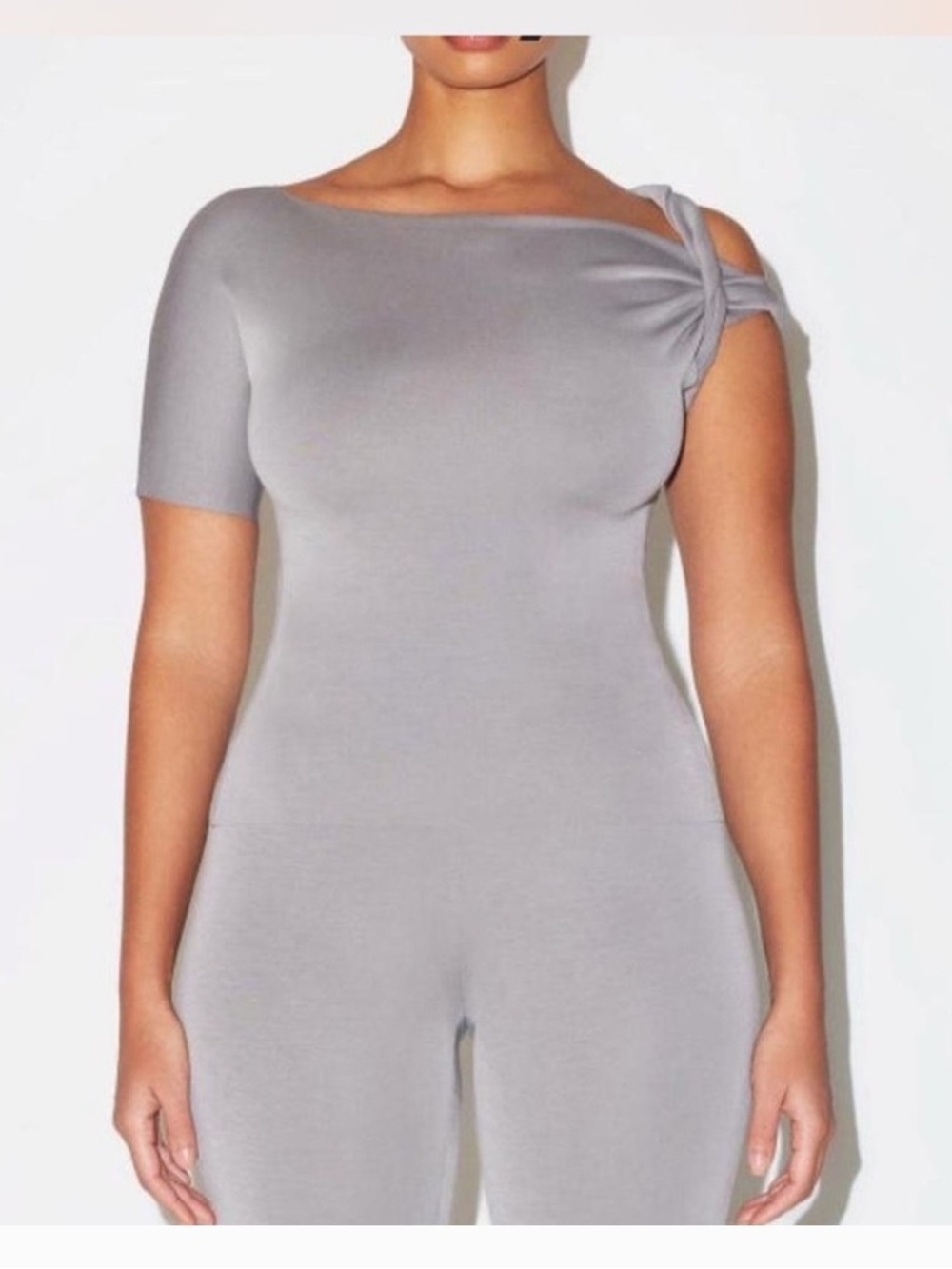 NWT New Khy Sueded Stretch Twisted Top Grey Size Extra small